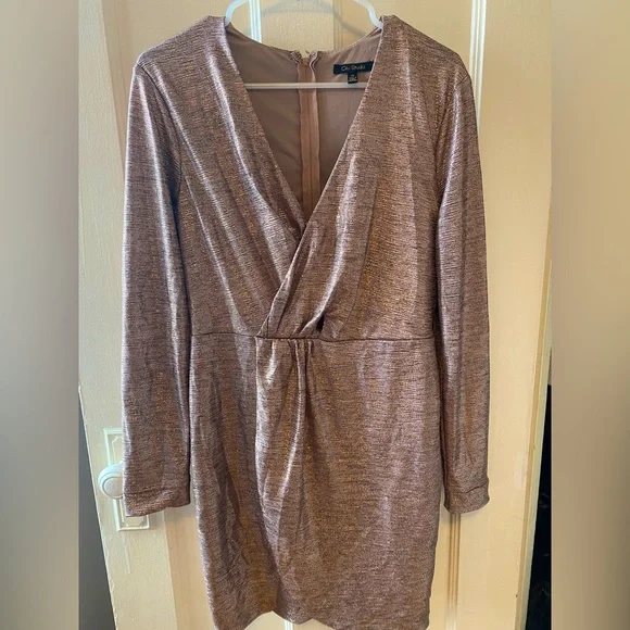 Wrap Dress Macys Going Out Dresses City Studio Dresses Macys City Studio Rose  Gold Long Sleeve